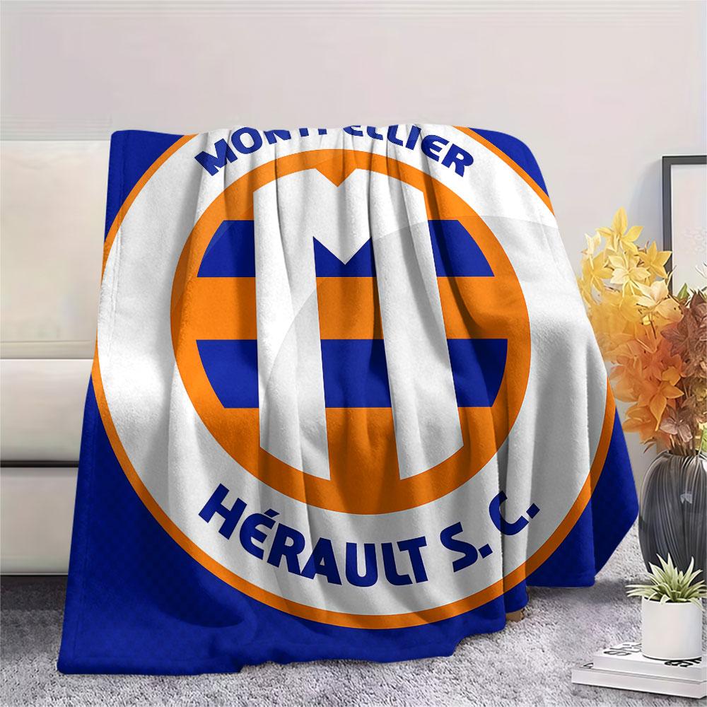 Montpellier HSC Logo FlAannel Blanket, High Quality Comfortable for All Seasons, Home Decor, Warmth and Comfort