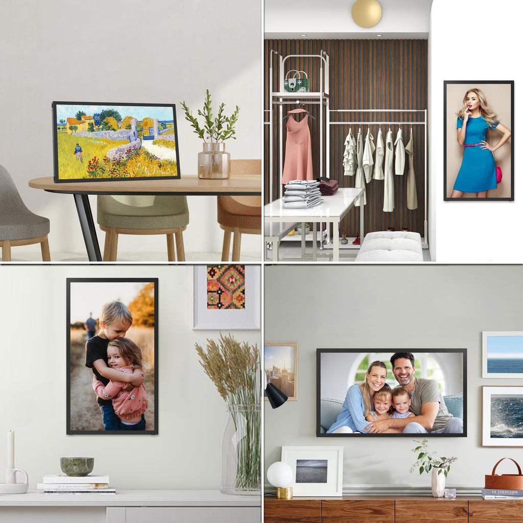 64GB FRAMEO inch digital photo frame compatible touch panel 1920x1080 IPS FHD wide viewing angle photo music video transfer remote slideshow free app