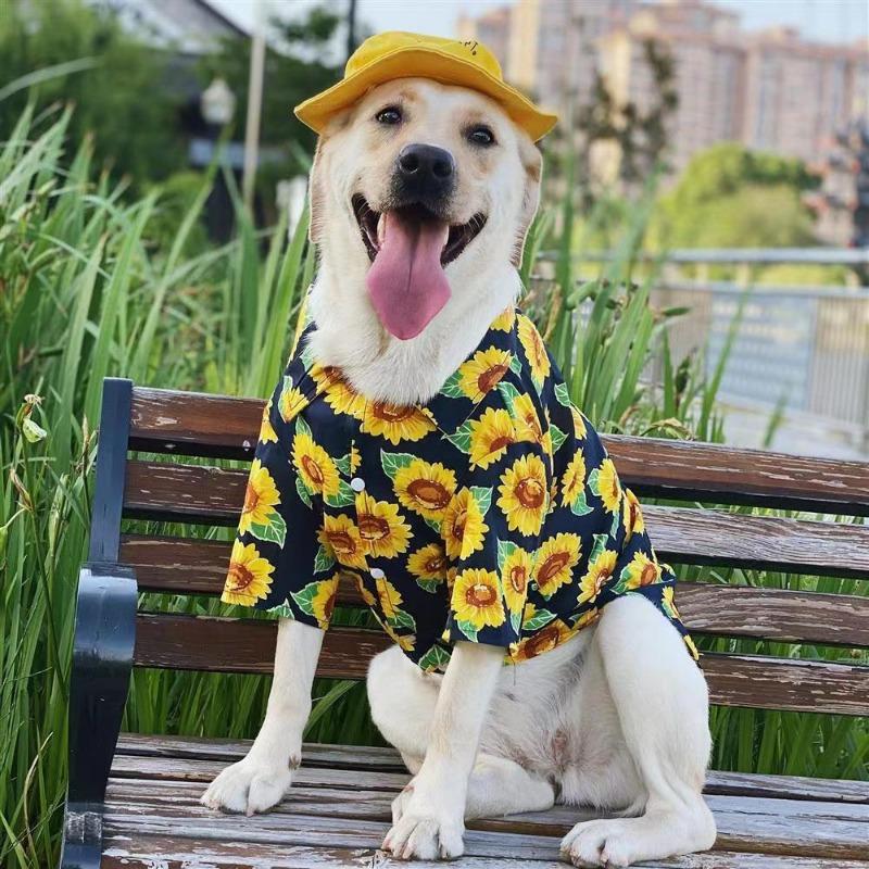 Pet sunflower shirt summer thin trendy clothes sunscreen clothes large dog golden retriever samo labrador