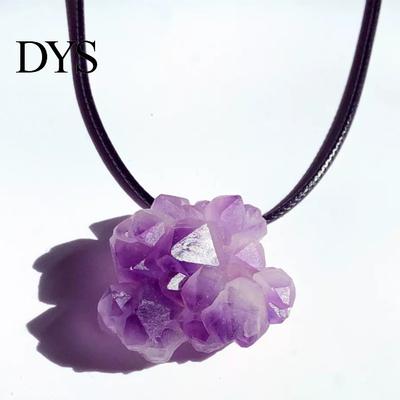 Clavicle Chain Irregular Shape All-match Faux Crystal Purple Natural Stone Pendant Necklace for Shopping