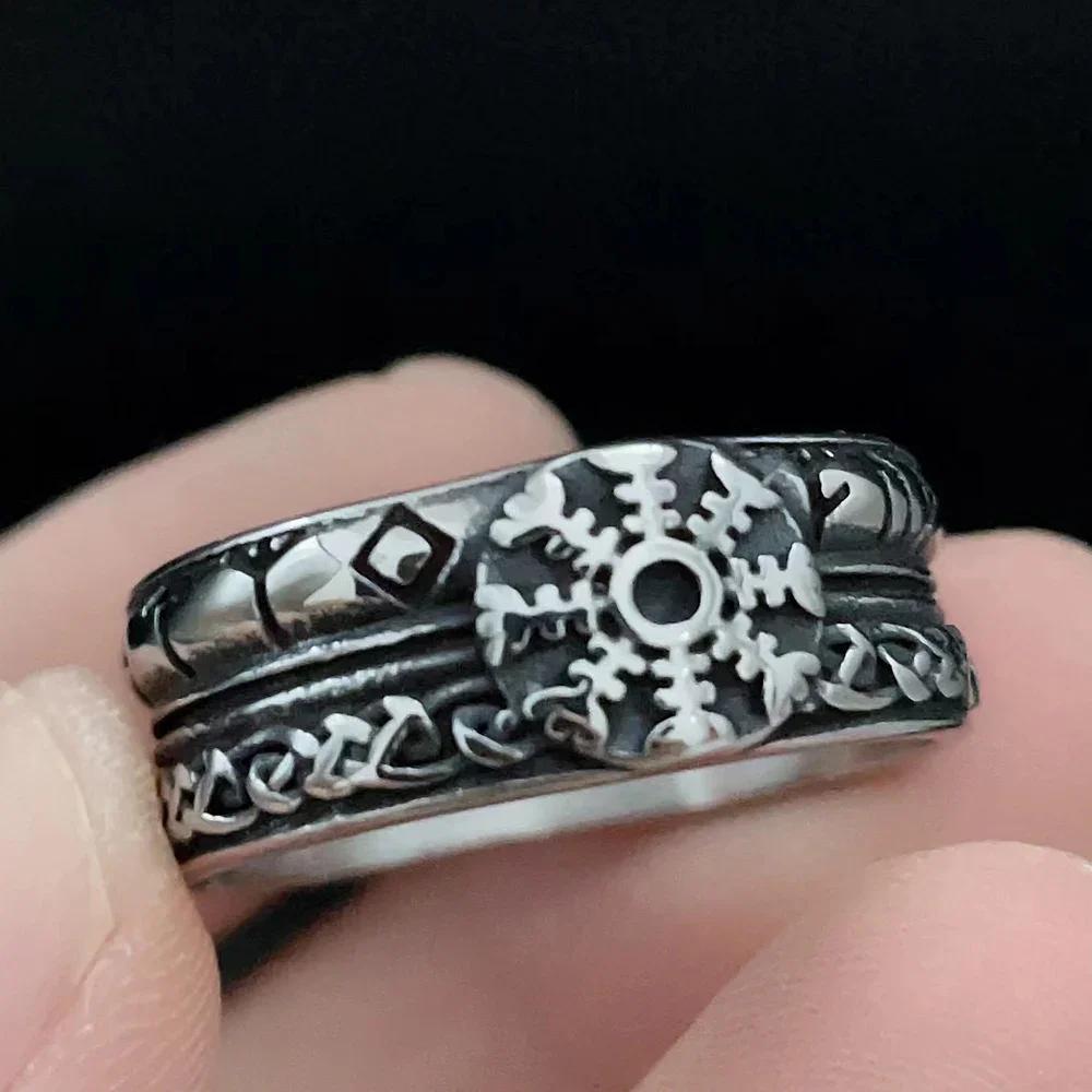 

Vintage Viking Rings for Men Stainless Steel Nordic Odin Compass Tree of Life Valknut Amulet Jewelry 9