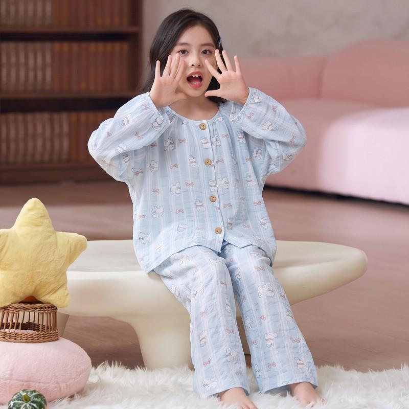Girls Long Sleeve Pajama Set Cloud Cotton Kids Sleepwear Ages 8 Cartoon Print Comfortable Home Wear