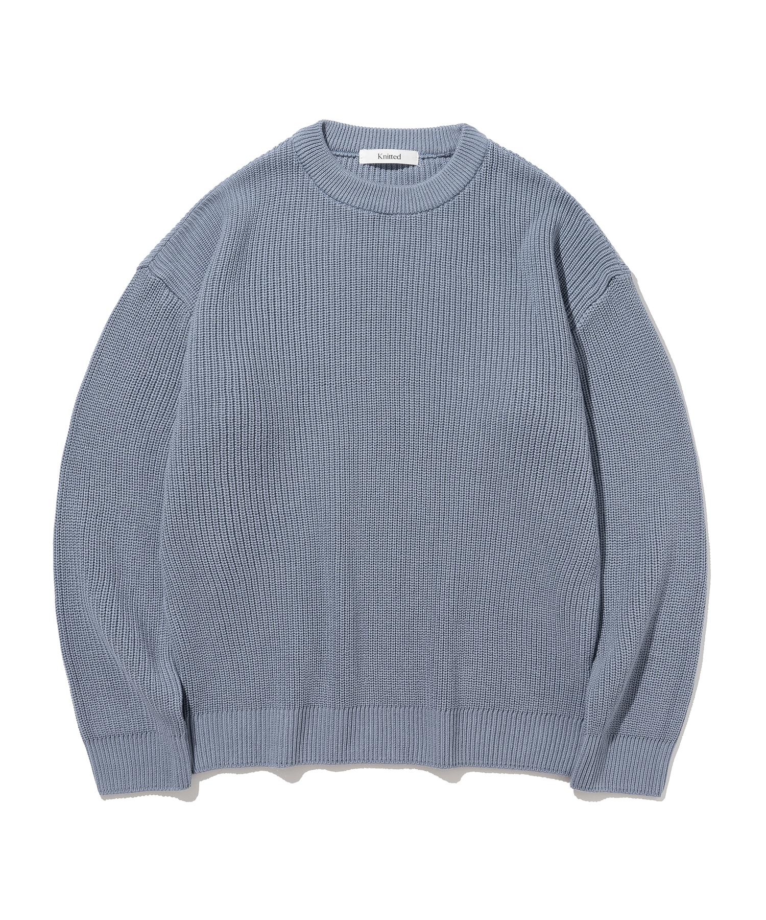 Nitied Soft Cotton Drop Shoulder Waffle Knit Stone Blue Xl