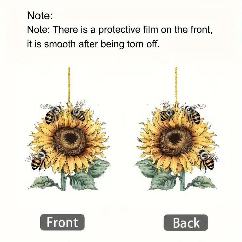Decorative Acrylic Sunflower Car Pendant Bright Cartoon Style Ideal For Accessories Vehicle