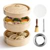 [Hand-beaten Method] Natural Life Steamer: Completely Handmade, No Adhesives Used, Odorless, Natural Bamboo Scent, Includes Steaming Plate, Brush, Ton