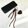 Yogodlns Heart Faux Leather Bag Charm Keychain Braided Rope Pendant Cute Charm Hanging Ornaments Accessory for Women Phone Key