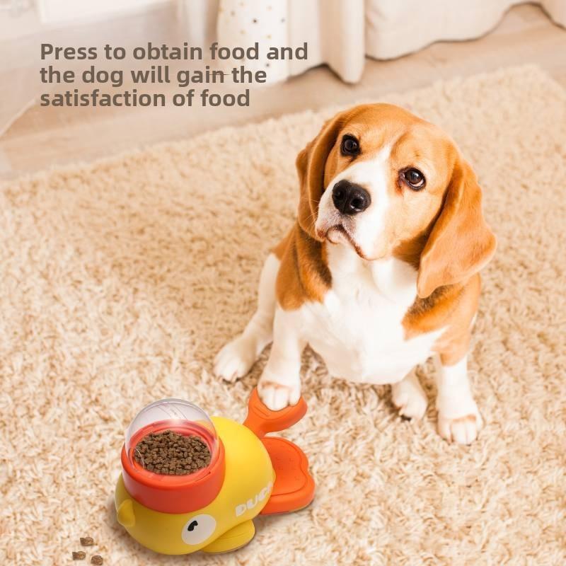 Yellow Pet Food Dispenser And Interactive Toy For Cats And Dogs With Abs Construction