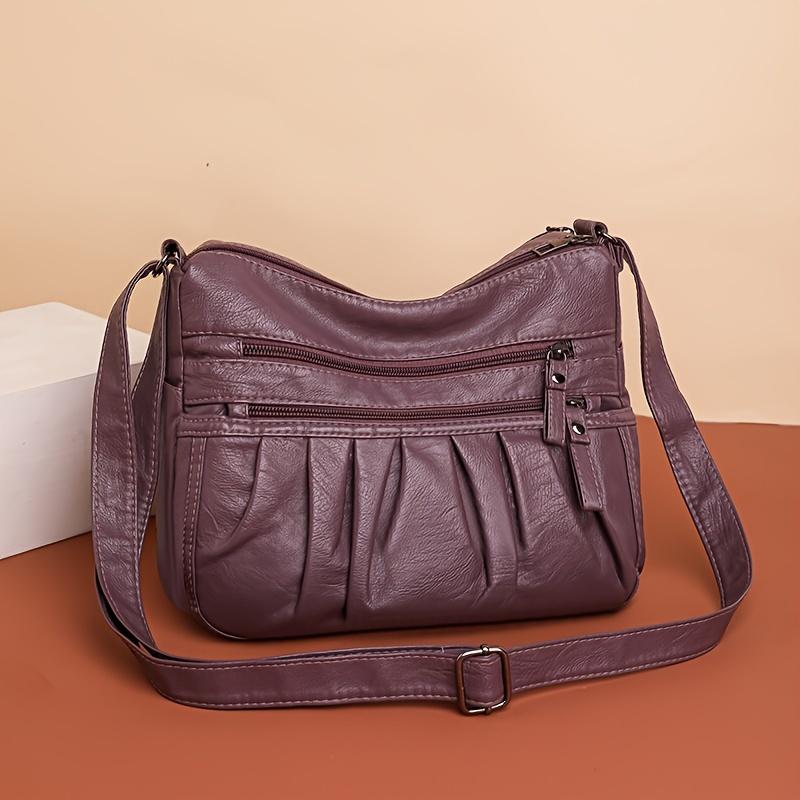 Vintage Multi Layer Crossbody Bag, Retro PU Shoulder Bag, Women's Fashion Handbag & Purse