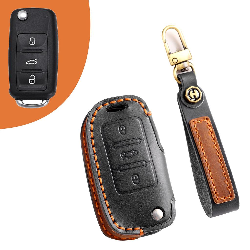 Volkswagen Key Cover: Leather Folding Case for Tiguan, Lavida, Sagitar, Bora (2017)