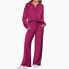 Lässiges Swear Set für Damen für Frühling/Herbst, Reißverschluss Langarm-Sweatshirt und Weitbeinige Hose 2-teiliges Set