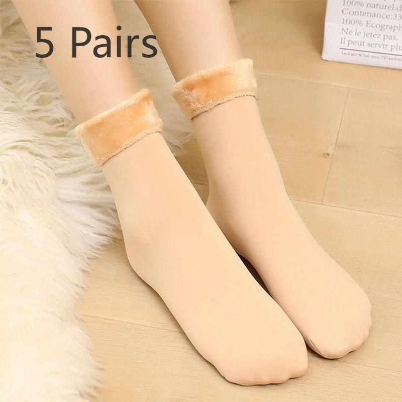 

5 пар женских осенне-зимних повседневных теплых махровых носков 5 Pairs телесный