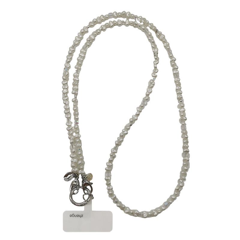 

Жемчужная цепочка для мобильного телефона, через плечо, мода Instagram, женская, мобильный телефон можно носить на цепочке, длинная, для улицы Pack of 1 белый