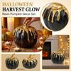 DecorazioneZUCCA in Resina con Effetto Gocciolante Oro Ornamenti Zucca Nera di Halloween per Casa Esposizione Stagionale su Tavolo Decorazione Interna Esterna