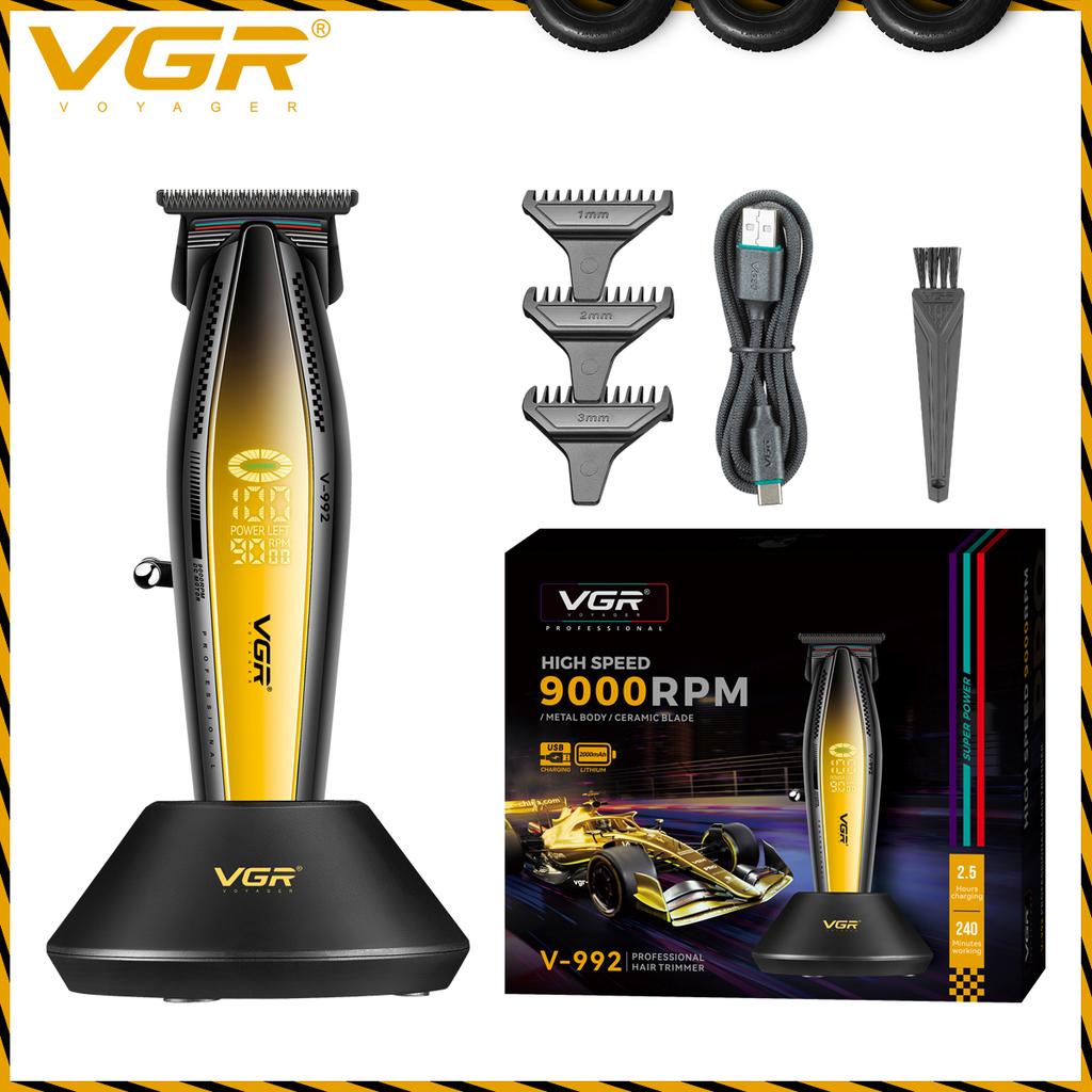 Original VGR V-992 Oil Head Clipper Hair Trimmer Professional Barber Cordless Clipper Electric Hair Cutting Machine Metal Hair Trimmer Digital Display