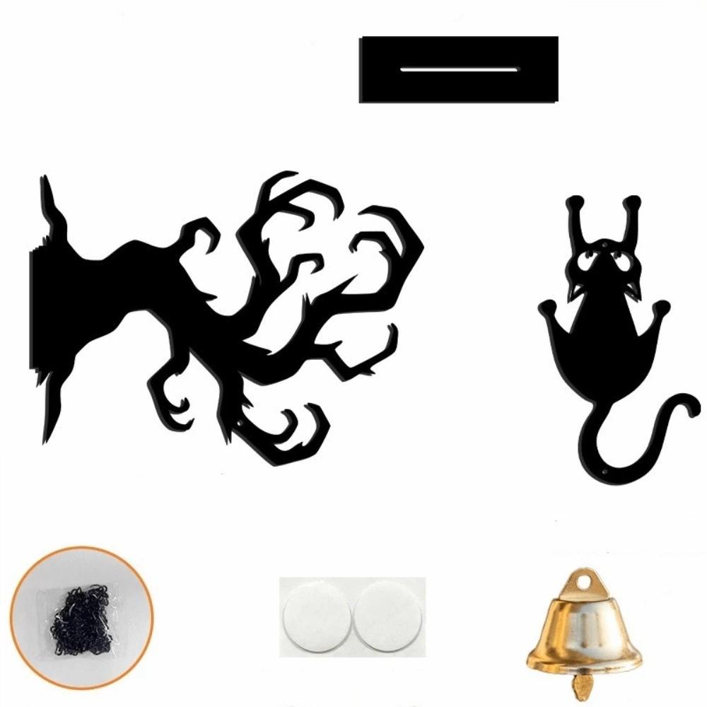 Wall-mounted Halloween Welcome Sign Spooky Ghost Outdoor Ornament Black Cat Wall Decor  Entryway