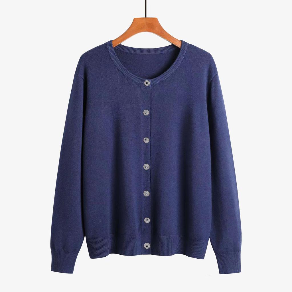 Women's Round Neck Knit Cardigan - Autumn Lightweight Short Coat, Casual Style