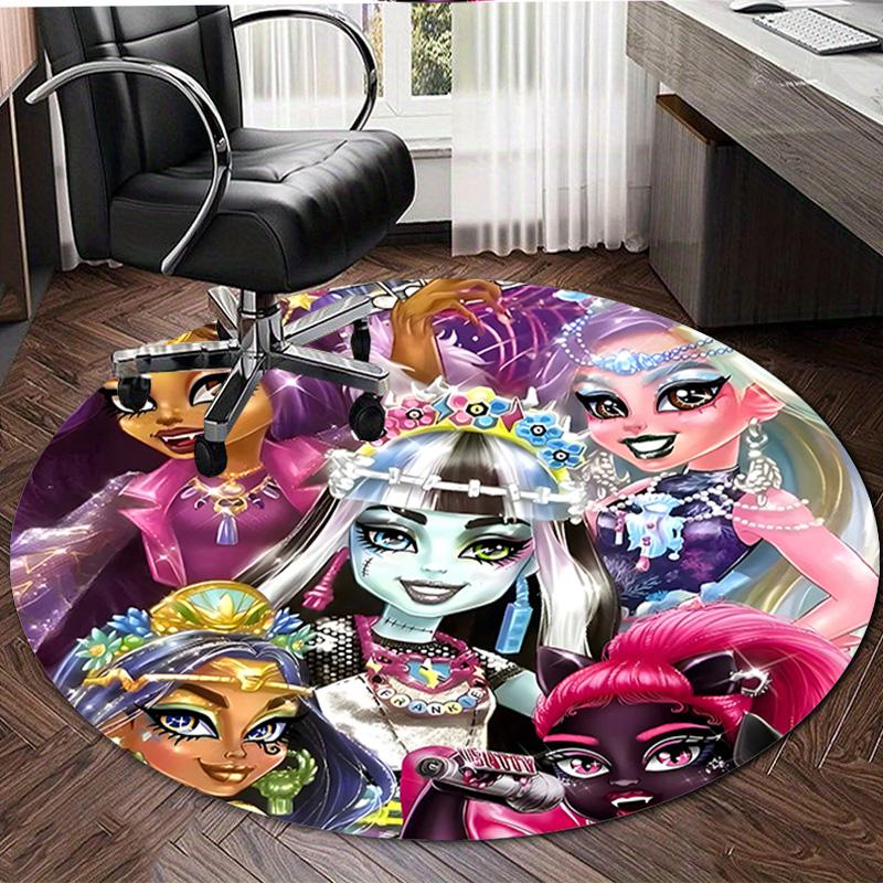 1pc Monster High Draculaura4 Design Printed Area Round Carpet for Bedroom Living Room Home Decor Rugs Mat Non Slip Mat Rug for Bedside