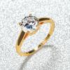 Jewelry Gold Four Claws 8mm White Round Diamond Ring Simple Ring