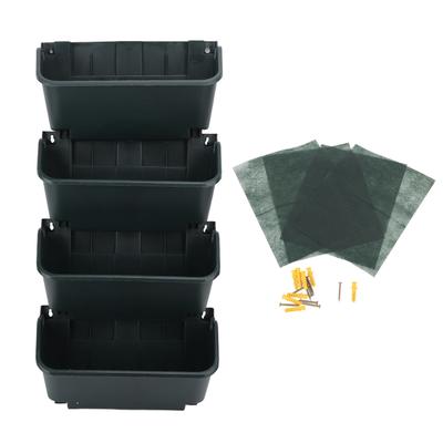 Vertikales Wandpflanzer-Set, Kunststoff, atmungsaktiv, platzsparend, 4 Töpfe, zum Aufhängen, vertikaler Wandblumentopf