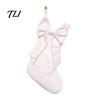 Reusable Fabric Stockings Velvet Christmas with Decorative Bow, Large Xmas Hanging Sturdy Candy Holders Socks for Fireplace, Mantel, Tree, Holiday