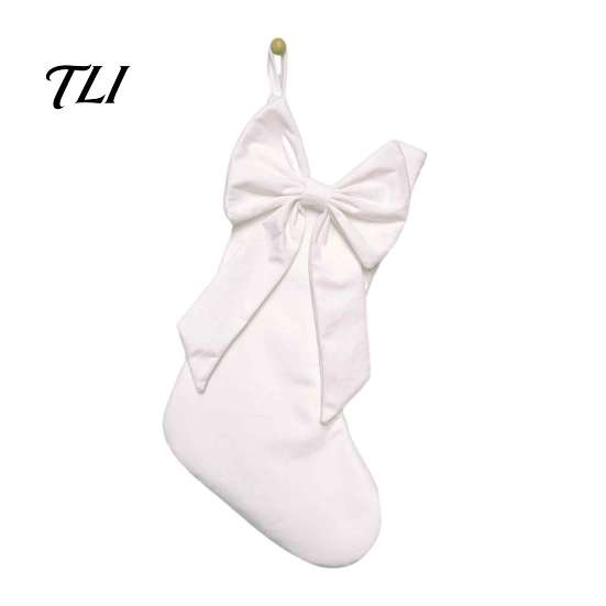 Reusable Fabric Stockings Velvet Christmas with Decorative Bow, Large Xmas Hanging Sturdy Candy Holders Socks for Fireplace, Mantel, Tree, Holiday