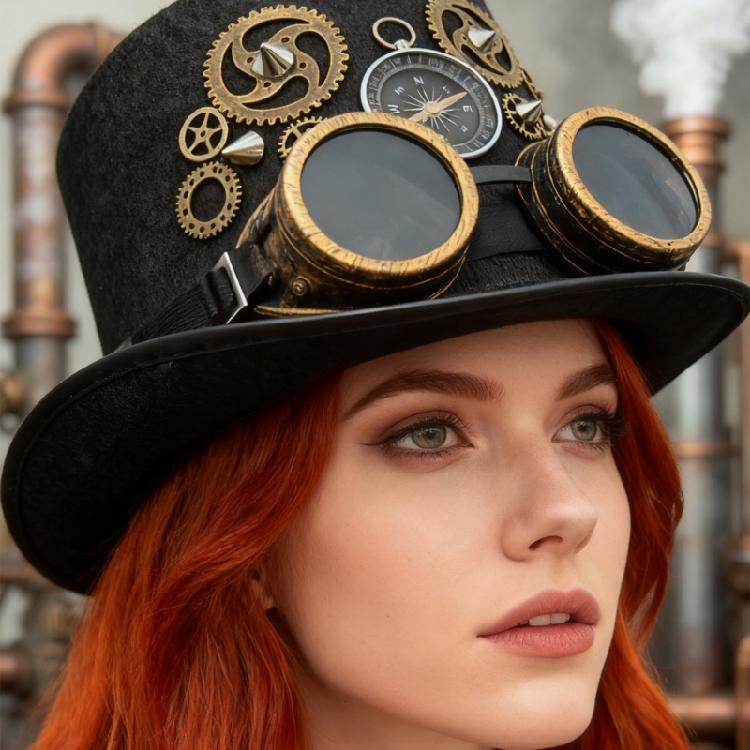 Industrieller Unisex-Zylinder mit Metallnieten, Langlebigkeit, Vliesstoff, Verstellbares Band für Kostümpartys, Tägliches Tragen