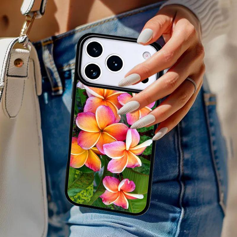 Frangipani Tropical Flowers Phone Case For iPhone 17 Air 14 15 13 12 Max Cover For Apple 14 15 16 16e 11 Pro Max Plus Coque