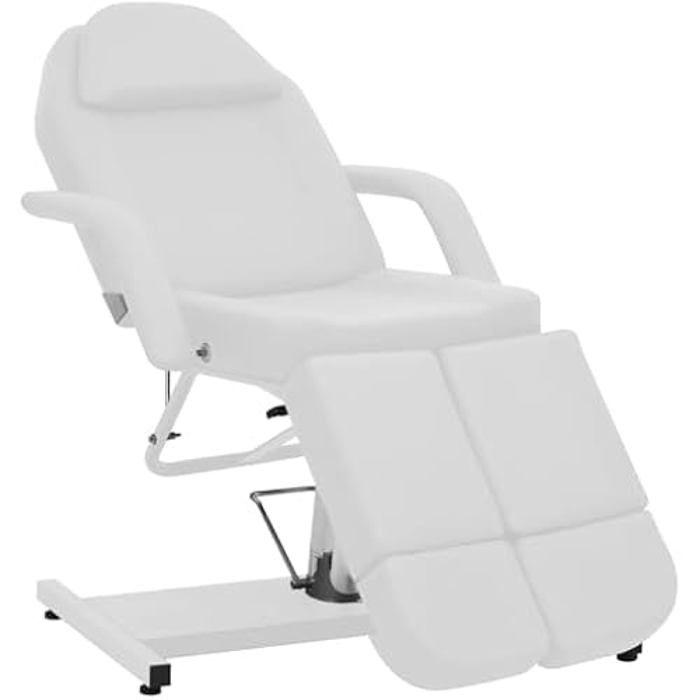 Chaise de Traitement de Beauté - VIDAXL - Inclinable - Similicuir Blanc - 360° Rotative - Réglable en Hauteur