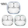 Silicone Sleeve Toddler Plate Stainless Steel with Suction Base 3-Compartment Baby Mess-free Mealtime Set Bowl Non-Slip Grip Unbreakable Metal