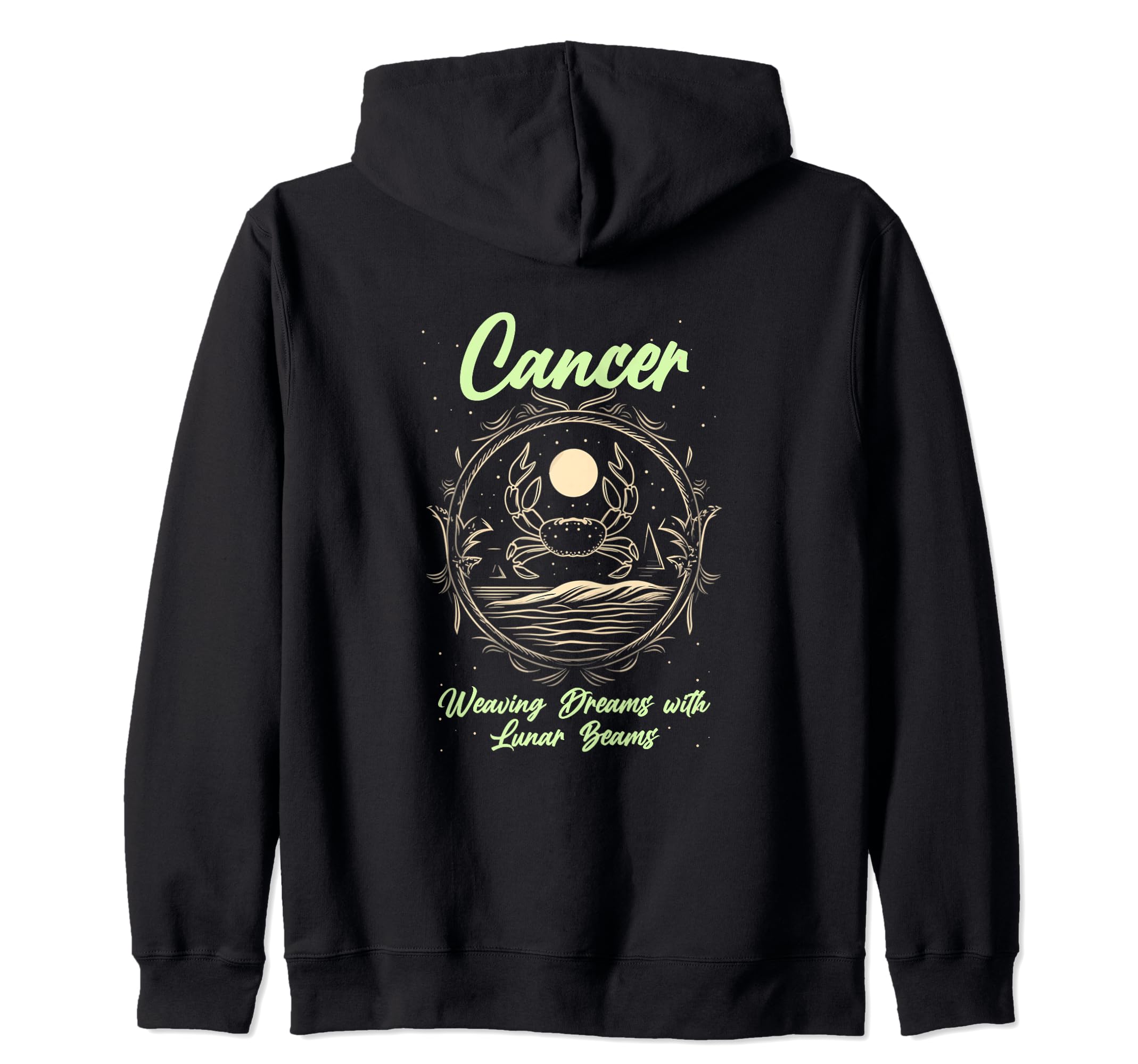 

Cancer Weaving Dreams With Lunar Beams zip hoodie чорний