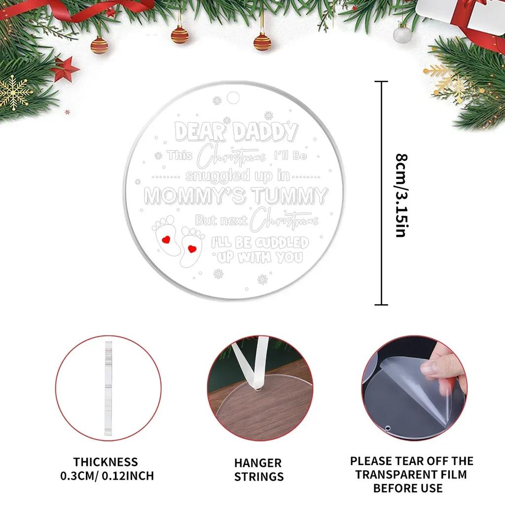 Crystal Acrylic Christmas Ornament Transparent Hanging Pendant for Home Xmas Tree Party Car Decor Navidad New Year Gift