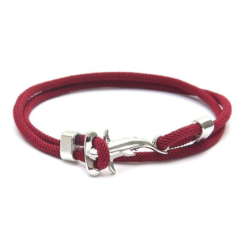 

Молот-акула с отступом Ручная плетеная веревка для рук Мужской Морская жизнь Разъемная форма Регулируемый Самый простой для сочетания Браслет для пары Женский Wine Red Hammerhead Shark Silver