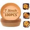 100/200PCS Air Fryer Liner Round, 7.9 Inch Baking Parchment  Air Fryer Disposable Paper Liners,Unbleached Non-stick Non-leak