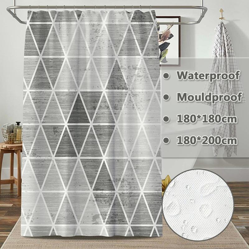 

Водонепроницаемая занавеска для душа PEVA треугольные занавески для ванной комнаты полиэфирная ткань защита от плесени для ванной для домашнего декора 12 крючков 180*180cm