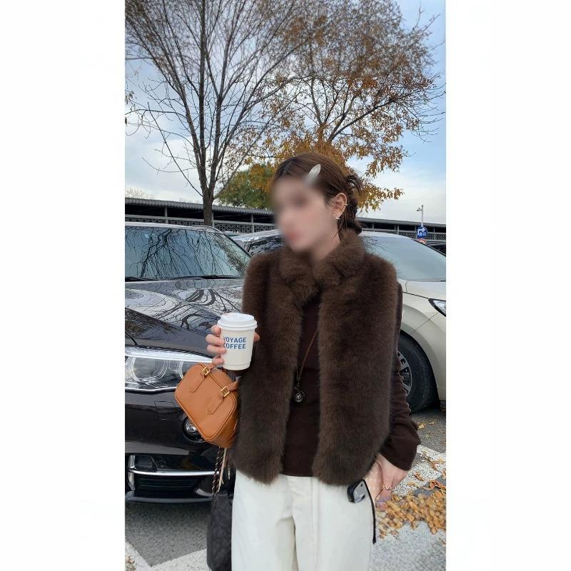 New fur outer wear furry vest women's furry autumn and winter vest jacket short sleeveless top