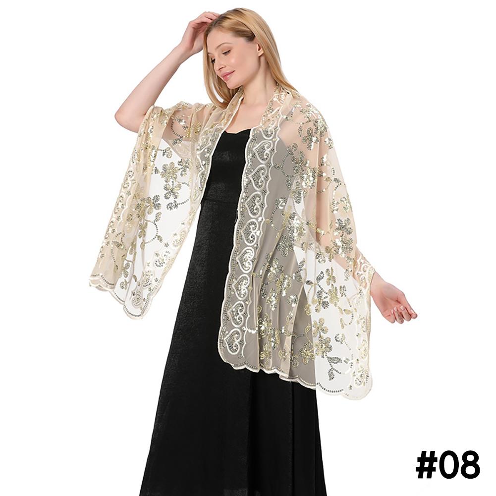 

Блестки Шаль Накидки для вечерних платьев Свадебные украшения Шарф Элегантный хиджаб Покрытие для праздников Рамадан Женская скромная мода Цветочная шаль бежевый