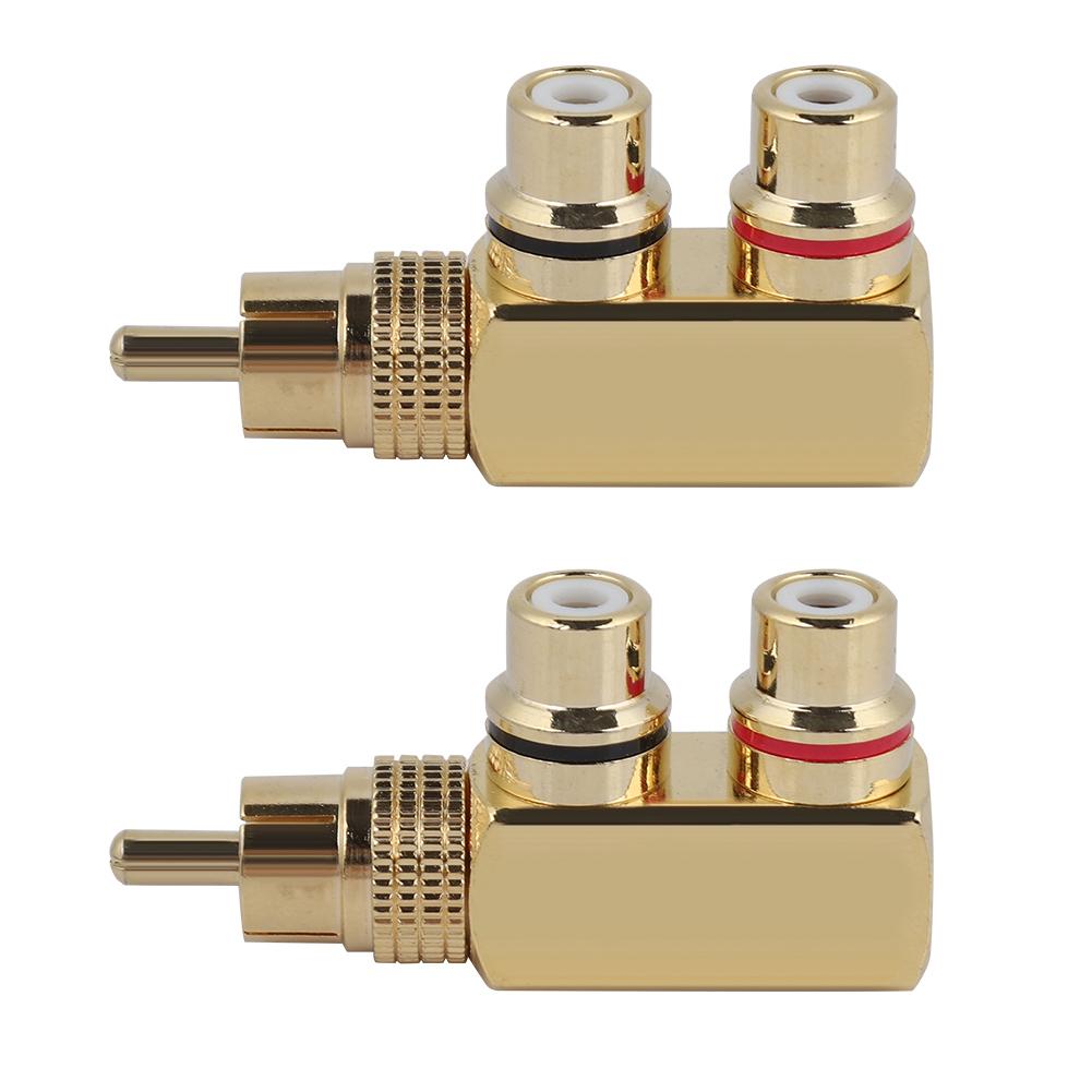 2 stk. AV-splitterplugg RCA hann til 2 hunn lyd- og videoadapterkontakt
