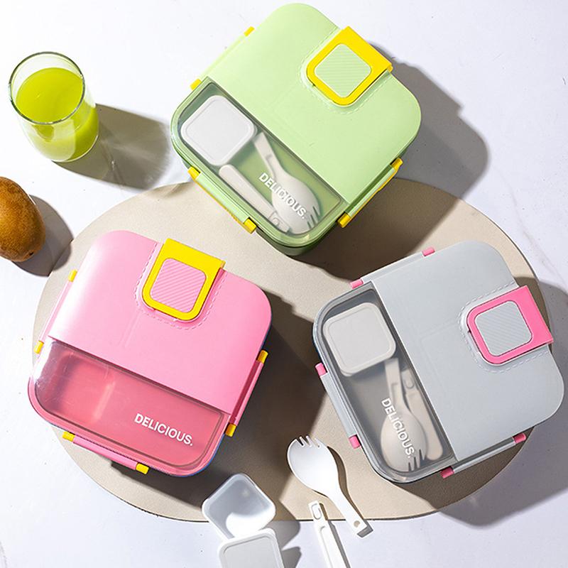 Lunch Box Food Grade Plastic Office Worker Lunch Box With Tableware Individually Sealed Portable Bento Box Salad Box