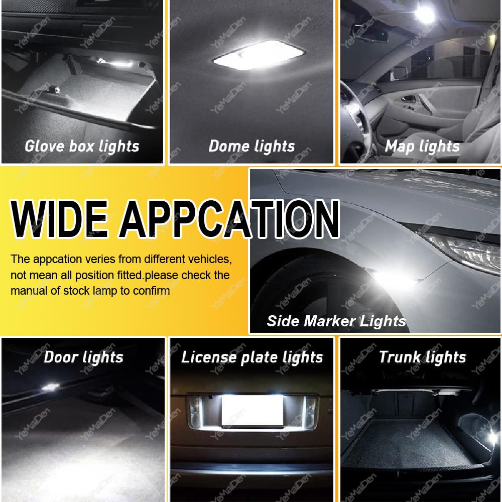 2/4/6/10/20 PCS 900LM 12V 24V T10 W5W LED Bulb For Car Interior Dome Door Trunk License Plate Side Lights 4014-26SMD 6500K White Dome Lights 6