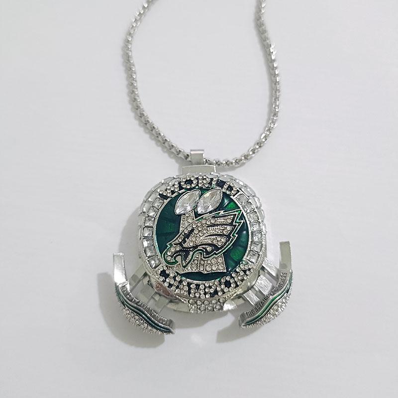Green Eagles Necklace Silver Pendant With Chain Necklace Football Necklace Jewelry