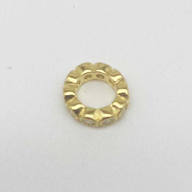 Yansheng S925 Sterling Silver Wheel Rhinestone Spacer Beads for DIY Beading, Bracelet Accessories