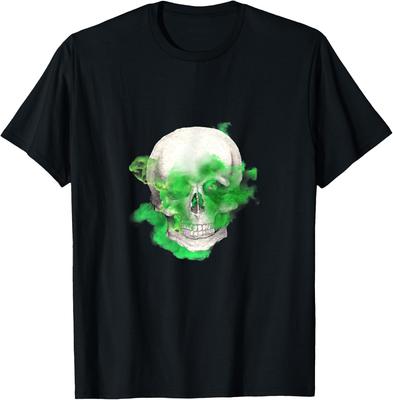 White Skull Dark Green Smoke T-Shirt