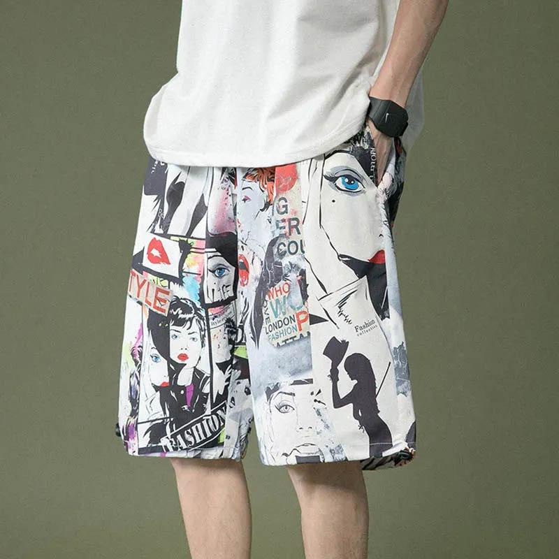 Men's Summer Thin Printed Shorts Loose Outer Wear Casual Five-point Pants Sports Quick-drying Sweat-absorbing Breathable Beach Pants