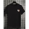 Taglie Europee T-shirt Estiva a Maniche Corte da Uomo con Stampa Orso Sorridente e Goccia di Felicità - Maglietta Casual Girocollo, Stampa Testo sul Retro Streetwear