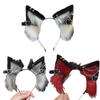 Anime Theme Gatherings Cat Ear Headband with Alloy Earring Movie Enthusiasts Plush Wolf Headband for Teenagers Adult