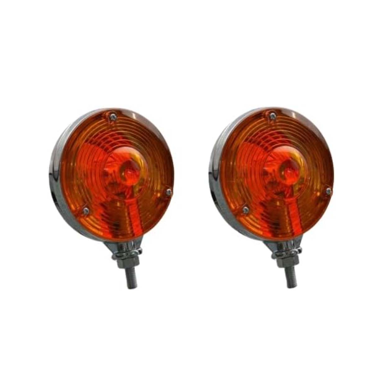 

2Pcs 24V Bulbs 4 Round Double Face Pedestal Lights, Dual Face Truck Trailer Lights RV Fender Stop Turn Tail and Parking Light