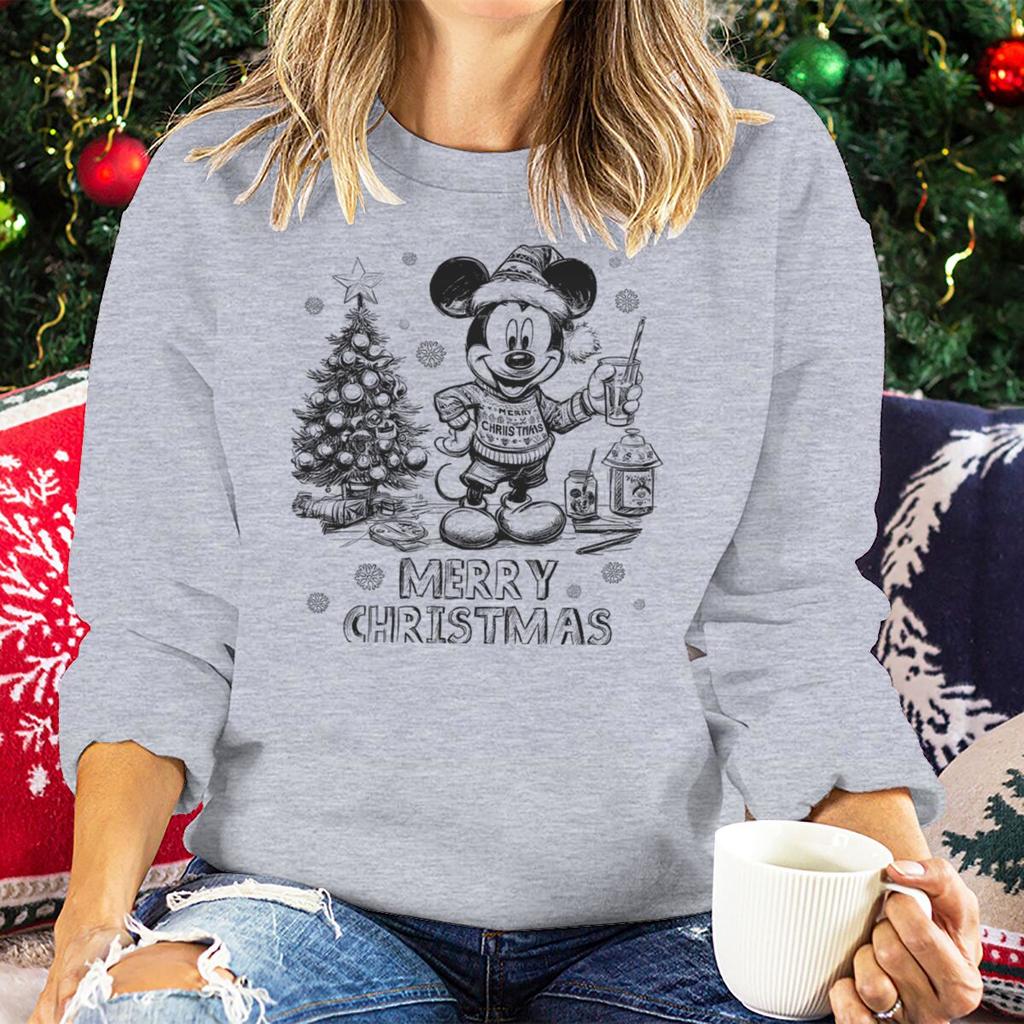 Vintage Retro Christmas Mickey Mouse Sweatshirt for Women Festive Holiday Wear Clothes Merry Christmas Party Matching Sweatshirt