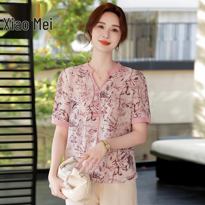 

Mom s Summer Floral Mid-Sleeve Top 2XL