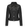 Women Leather Jacket Slim Fit Pu Zipper Outerwear Long Sleeve Lapel Collar for Fall Winter