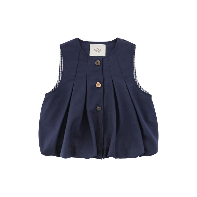 Yoyou Girls' Retro Plaid Vest & Shirt Set